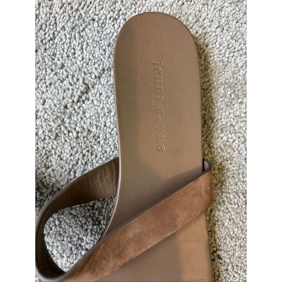 Jenni Kayne Oiled Leather Strap Sandals Toe Post Flats in Tan Women's 38 US 7.5, - Picture 5 of 9
